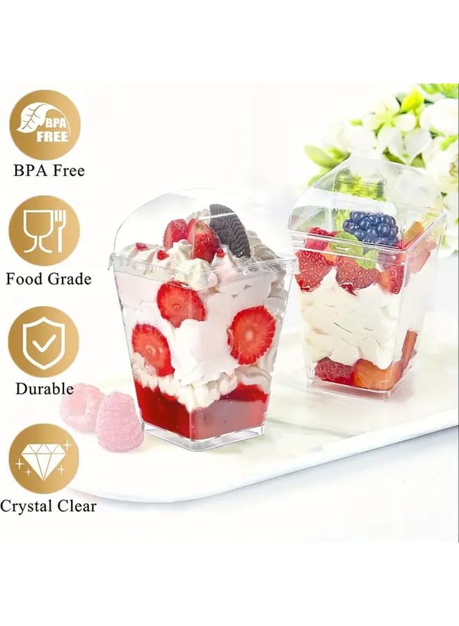 50pcs Square Plastic Dessert Cups With Lids Clear Party Cups For Ice Cream Yogurt - Image 5